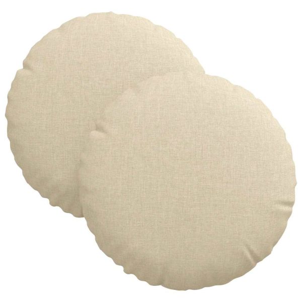 Възглавници за седалки 2 pcs Крем Ø30 x 13 см текстил