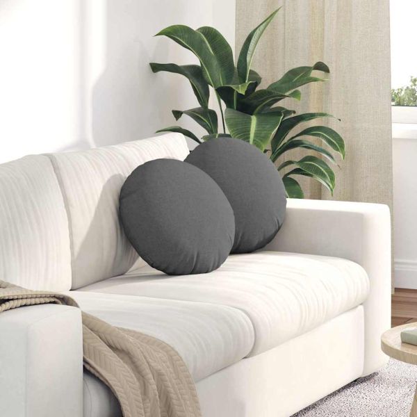 Възглавници за седалки 2 pcs Тъмен сив Ø40 x 13 см текстил