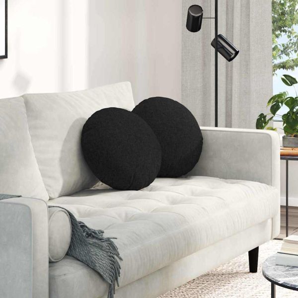 Възглавници за седалки 2 pcs Черно Ø40 x 13 см текстил