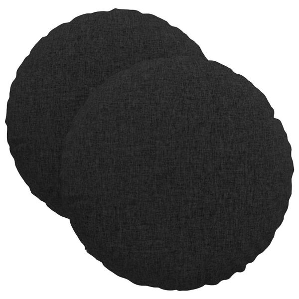 Възглавници за седалки 2 pcs Черно Ø40 x 13 см текстил