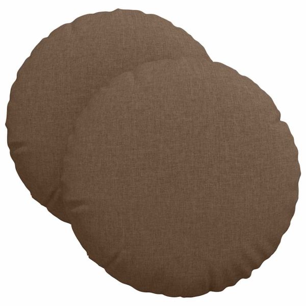 Възглавници за седалки 2 pcs Кафяво Ø40 x 13 см текстил