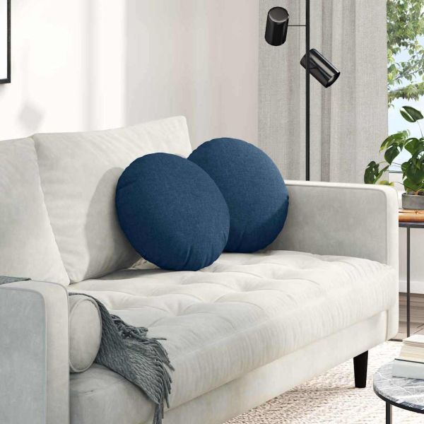 Възглавници за седалки 2 pcs Синьо Ø40 x 13 см текстил