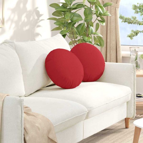 Възглавници за седалки 2 pcs Червено Ø40 x 13 см текстил