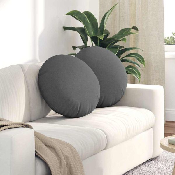 Възглавници за седалки 2 pcs Тъмен сив Ø50 x 19 см текстил