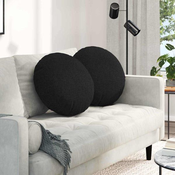 Възглавници за седалки 2 pcs Черно Ø50 x 19 см текстил