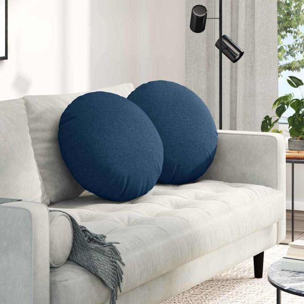 Възглавници за седалки 2 pcs Синьо Ø50 x 19 см текстил