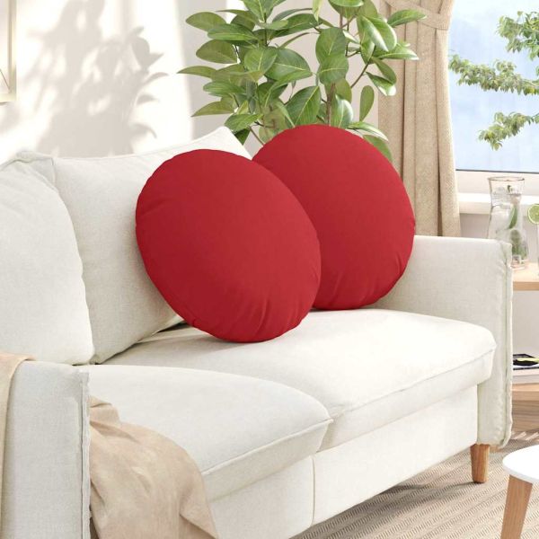 Възглавници за седалки 2 pcs Червено Ø50 x 19 см текстил