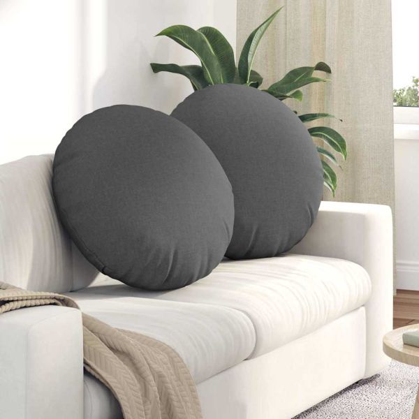 Възглавници за седалки 2 pcs Тъмен сив Ø60 x 21 см текстил