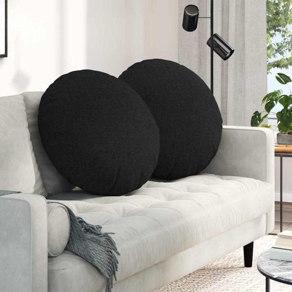 Възглавници за седалки 2 pcs Черно Ø60 x 21 см текстил