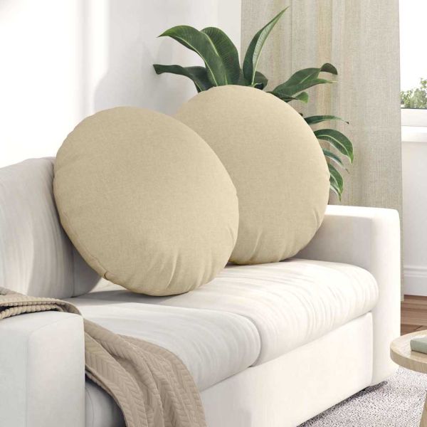 Възглавници за седалки 2 pcs Крем Ø60 x 21 см текстил