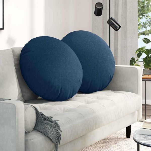 Възглавници за седалки 2 pcs Синьо Ø60 x 21 см текстил