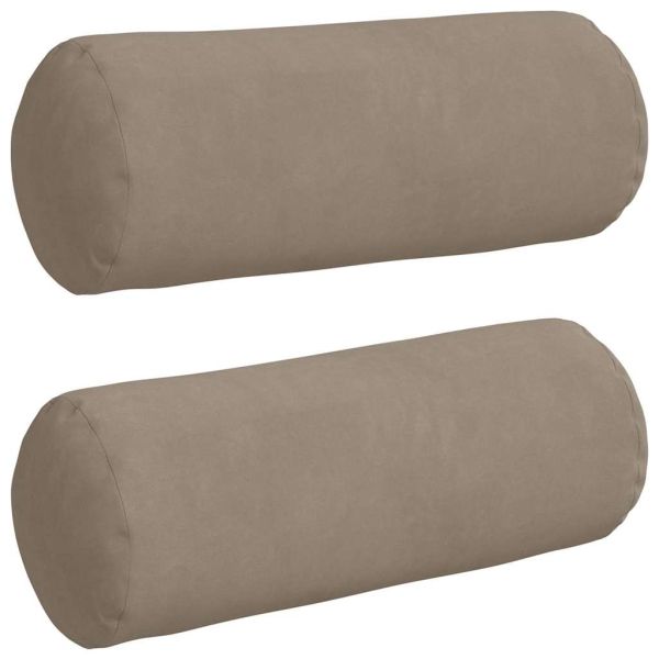 Възглавници валяци 2 pcs Таупе Ø 15 x 40 см Микрофибърна тъкан