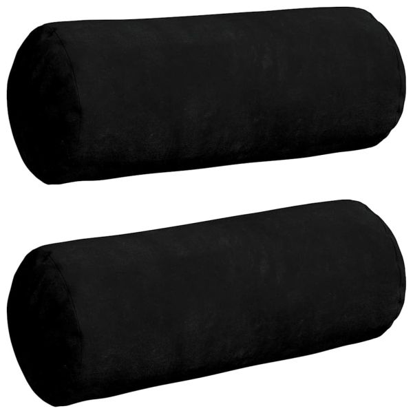 Възглавници валяци 2 pcs Черно Ø 15 x 40 см Микрофибърна тъкан