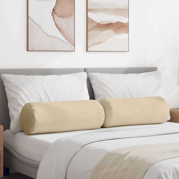 Възглавници валяци 2 pcs Крем Ø 25 x 70 см Микрофибърна тъкан