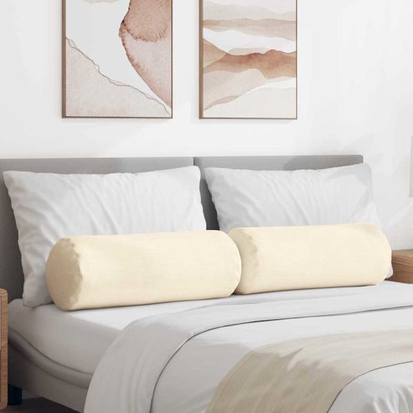 Възглавници валяци 2 pcs Крем Ø 25 x 70 см Кордюрова тъкан