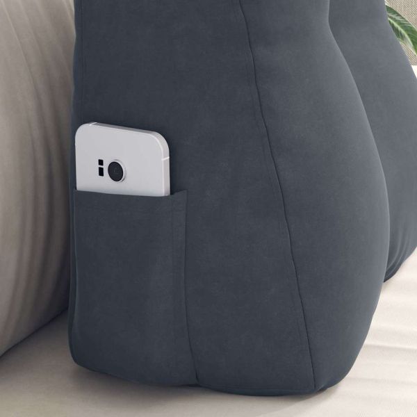 Възглавница за гръб Тъмен сив 45 x 24 x 50 см Кадифе