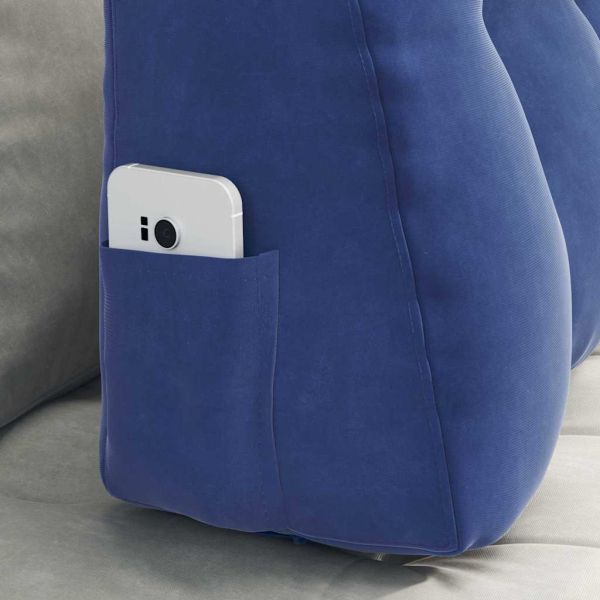 Възглавница за гръб Полицейско синьо 80 x 24 x 50 см Кадифе