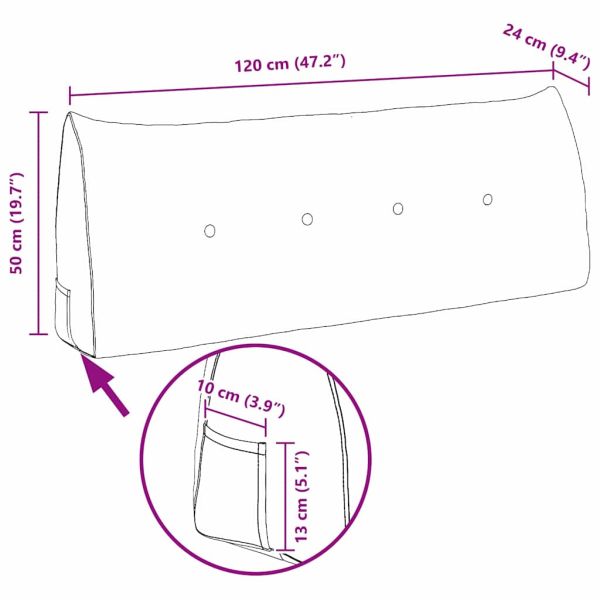 Възглавница за гръб Облачно сиво 120 x 24 x 50 см текстил