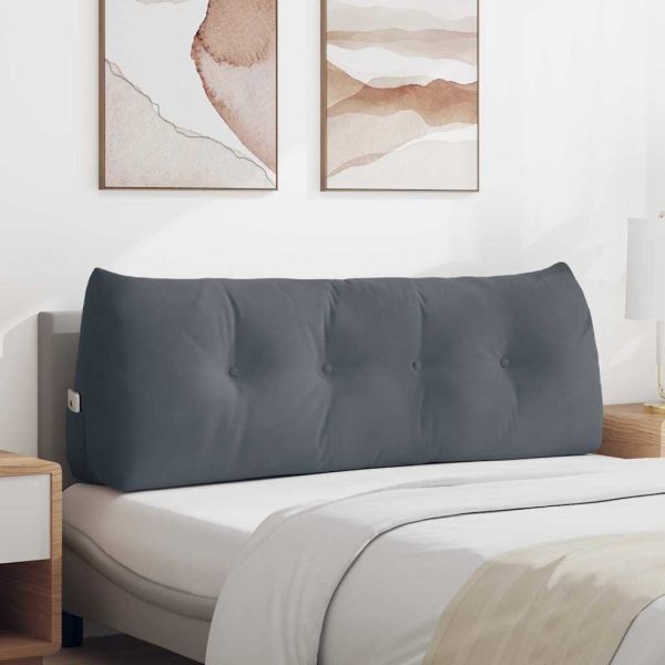 Възглавница за гръб Тъмен сив 140 x 24 x 50 см Кадифе