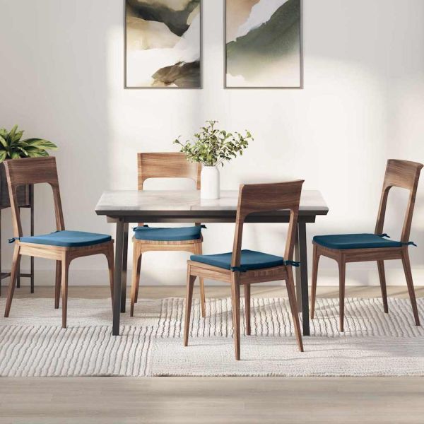 Възглавници за седалки 4 pcs Синьо 40 x 40 x 3 cm Кадифе