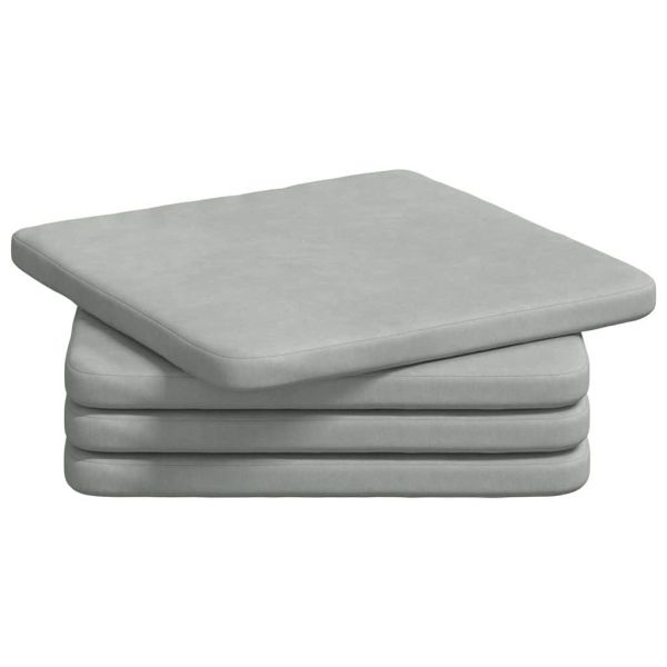 Възглавници за седалки 4 pcs Светлосиво 40 x 40 x 3 cm Кадифе