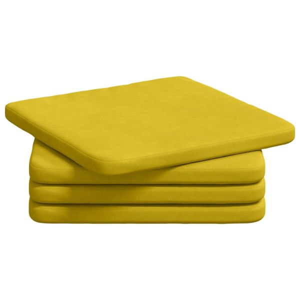 Възглавници за седалки 4 pcs Жълто 40 x 40 x 3 cm Кадифе