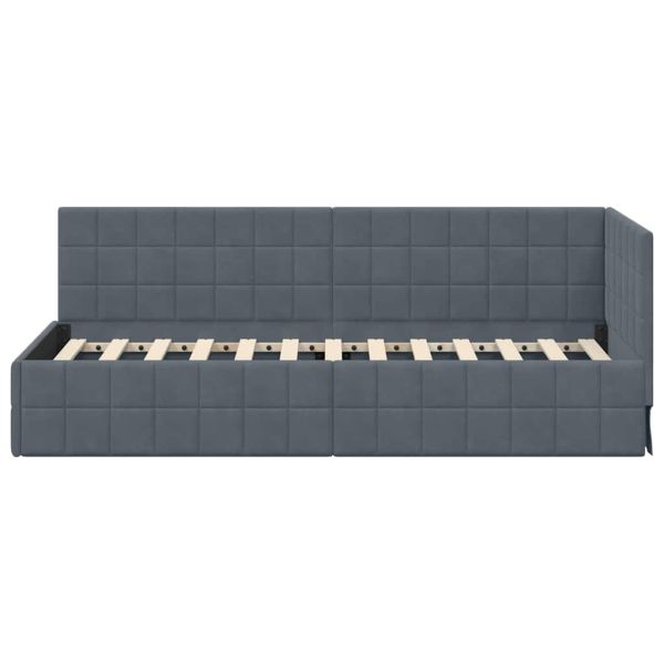 Ъглова рамка за легло с таблото Тъмен сив 80 см x 200 см Кадифе