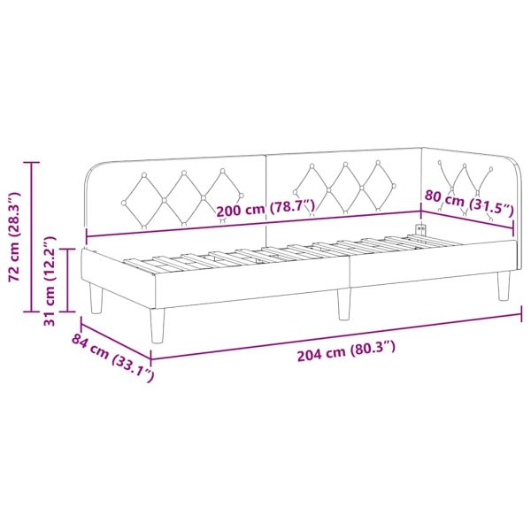 Ъглова рамка за легло Крем 80 x 200 cm текстил