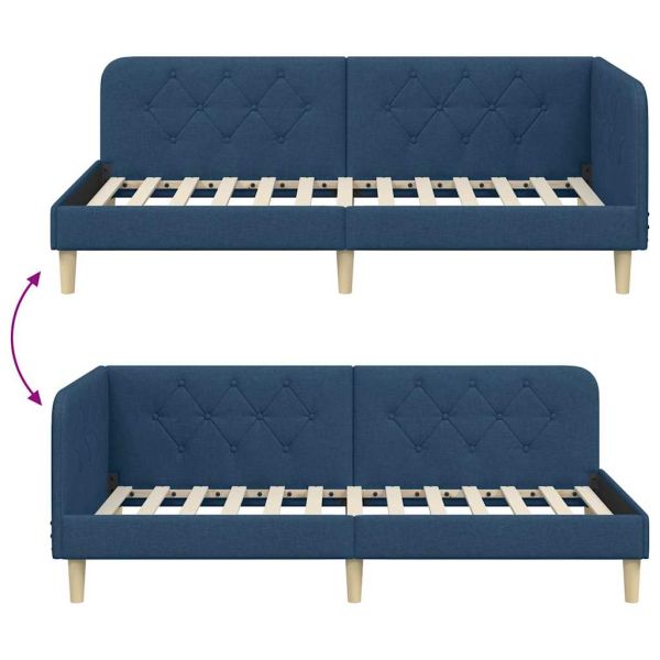Ъглова рамка за легло Синьо 90 x 200 cm текстил