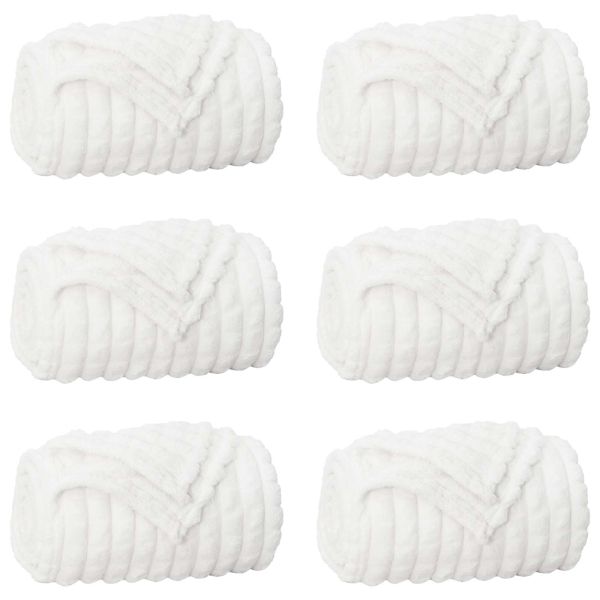 Одеала за хвърляне 6 pcs Бяло 240 x 220 cm Мека вълна