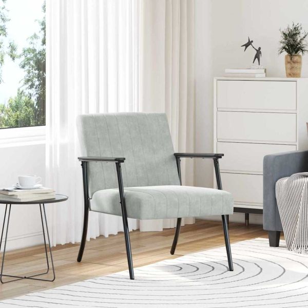 фотьойл Светлосиво 59 x 75 x 78 см Кадифе