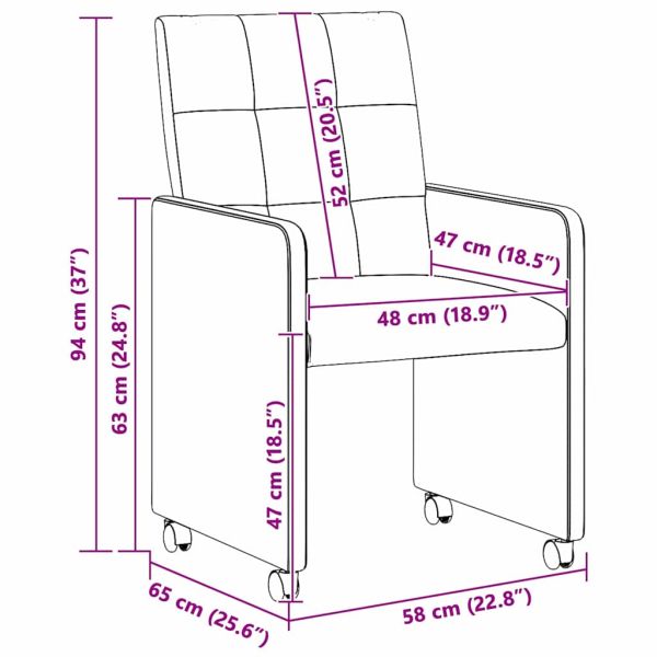 Столове с Колела с колела 2 pcs Синьо 58 х 65 х 94 см текстил