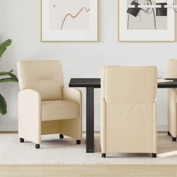 Столове с Колела с колела 2 pcs Крем 57 x 67 x 95 см текстил