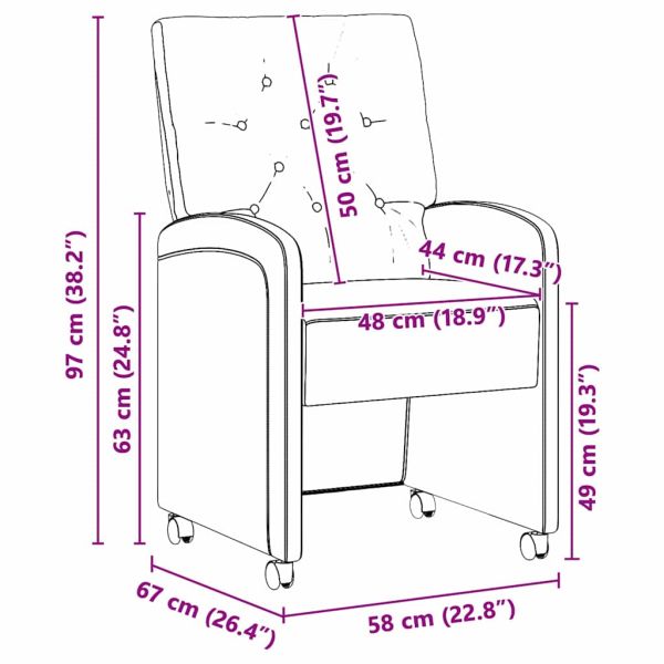 Столове с Колела 2 pcs виненочервен 58 x 67 x 97 см Кадифе