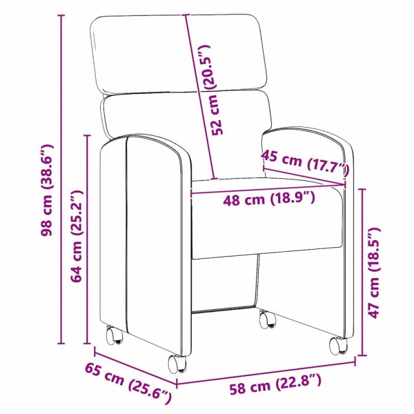Столове с Колела 2 pcs морско зелено 58 x 65 x 98 см Кадифе