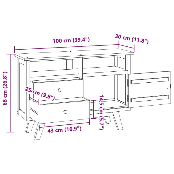 Служебен шкаф Естествен 100 x 30 x 68 см Солидно тиково дърво