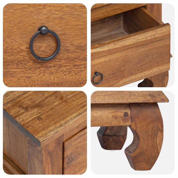 ТВ стойка Естествен 110 x 35 x 40 см Солидно тиково дърво