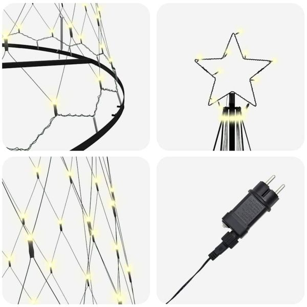 LED Коледна Елха с 555 LED светодиода Топло бяло 500 cm Метал