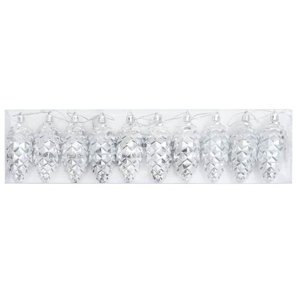 Коледна топка от борови шишарки 40 pcs Сребрист Пластмаса