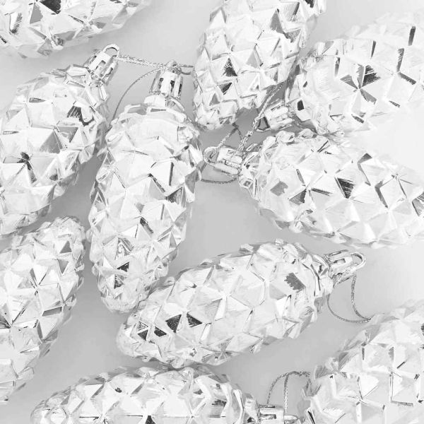Коледна топка от борови шишарки 40 pcs Сребрист Пластмаса