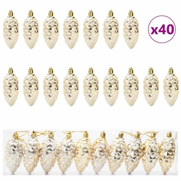 Коледна топка от борови шишарки 40 pcs Златист Пластмаса