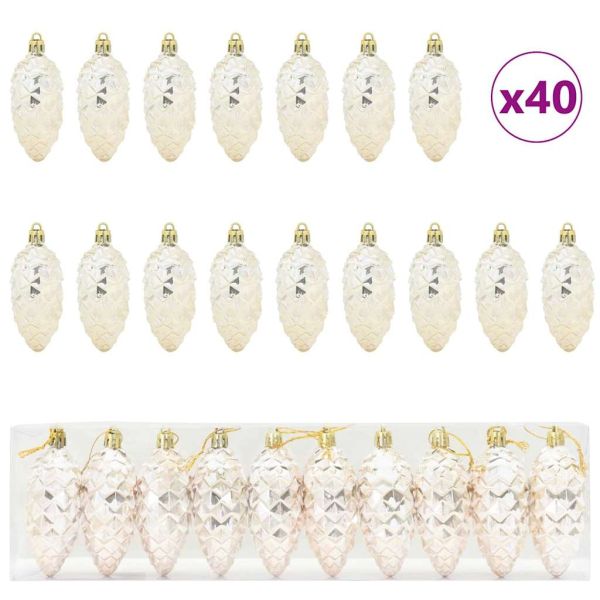Коледна топка от борови шишарки 40 pcs Шампанско Пластмаса