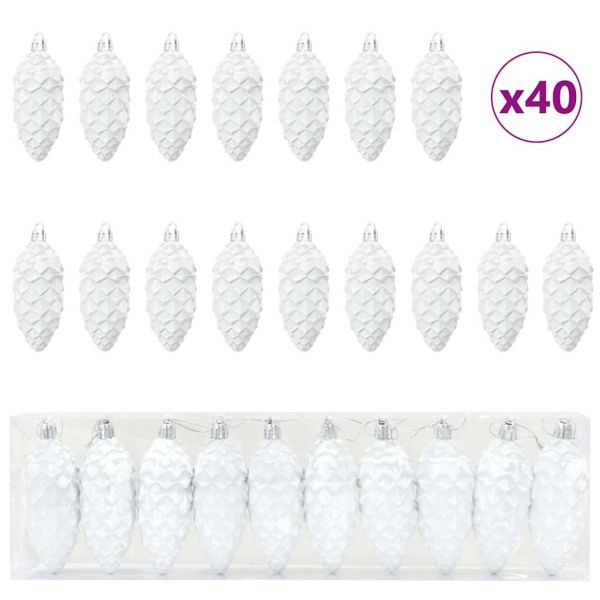 Коледна топка от борови шишарки 40 pcs Бяло Пластмаса