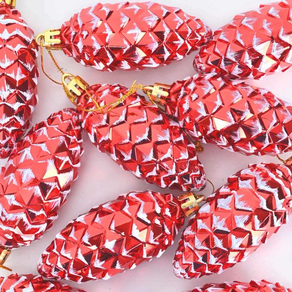 Коледна топка от борови шишарки 40 pcs Червено Пластмаса