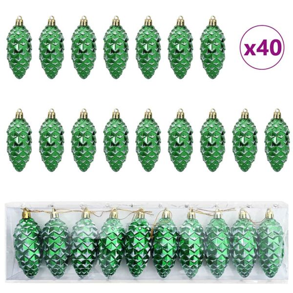 Коледна топка от борови шишарки 40 pcs Зелен Пластмаса