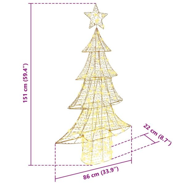 Коледно дърво с 160 LED светодиода Топло бяло 151 cm PET