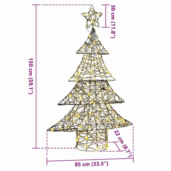 Коледно дърво с 120 LED светодиода Топло бяло 150 cm Ратан