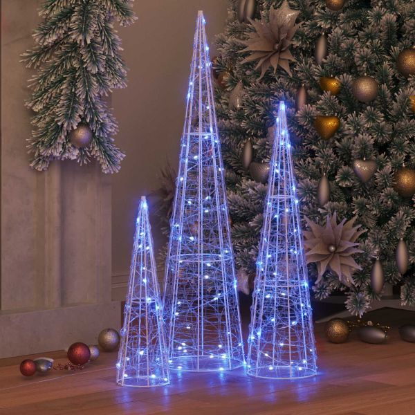 Коледно дърво 3 pcs Синьо 20 x 20 x 80 см Акрил