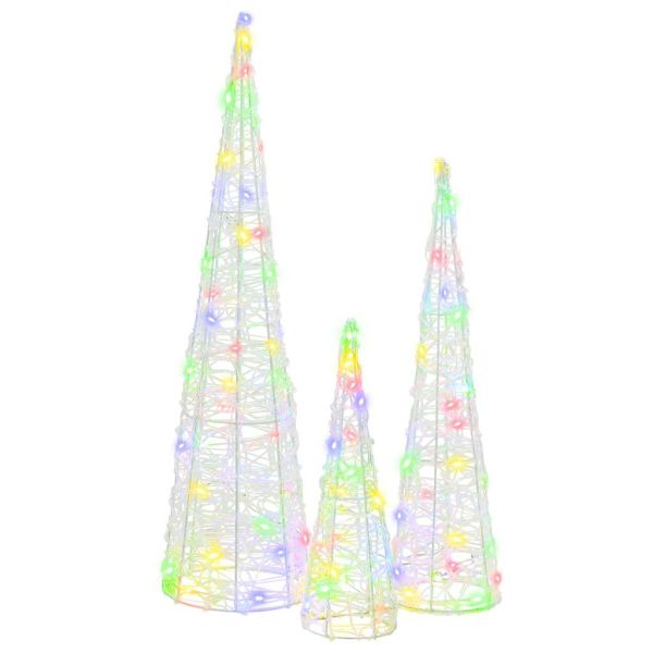 Коледно дърво 3 pcs Многоцветен 20 x 20 x 80 см Акрил