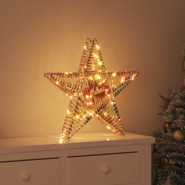 3D звезда с 50 LED светодиода Топло бяло 55 x 52.5 x 9 см PET